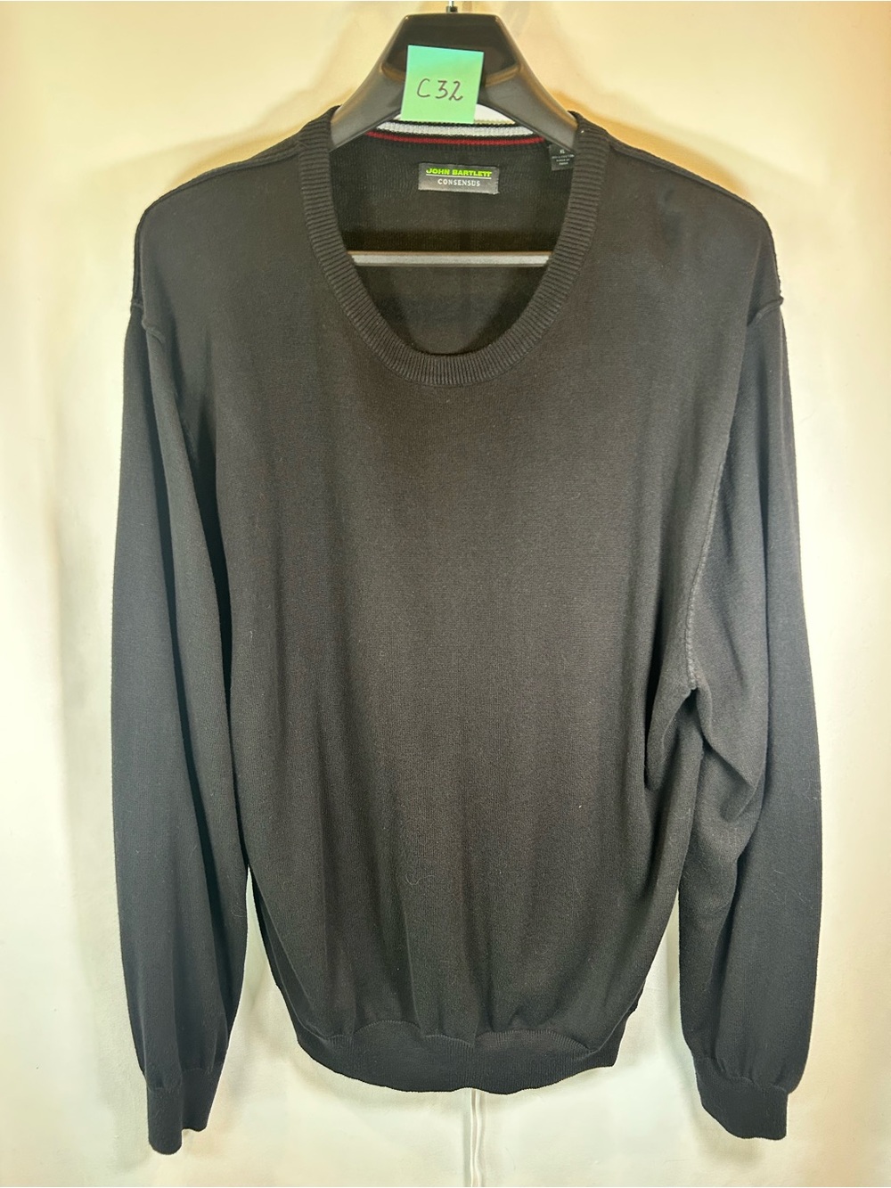 Men John Bartlett Black Crewneck Sweater